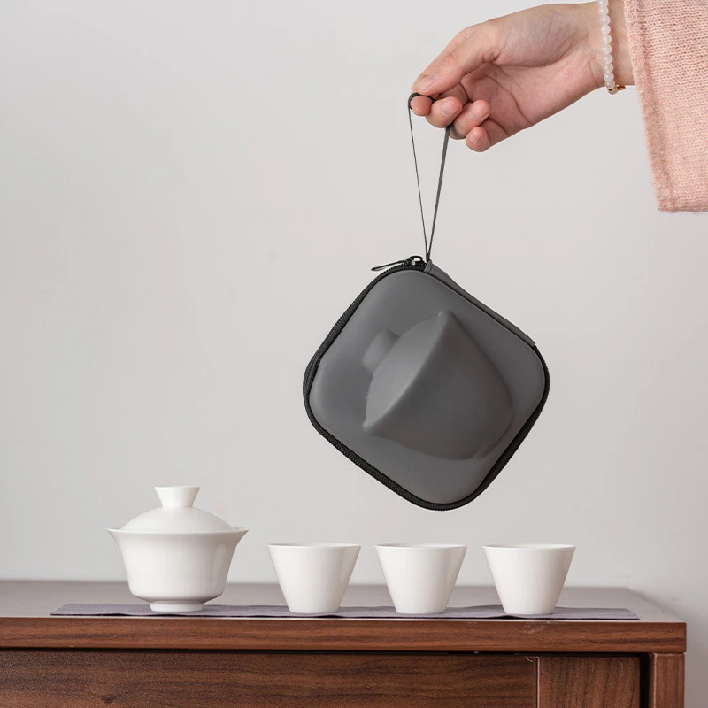 套装快客杯礼品茶具便携陶瓷户外二三杯羊脂玉瓷高档一壶旅行中秋