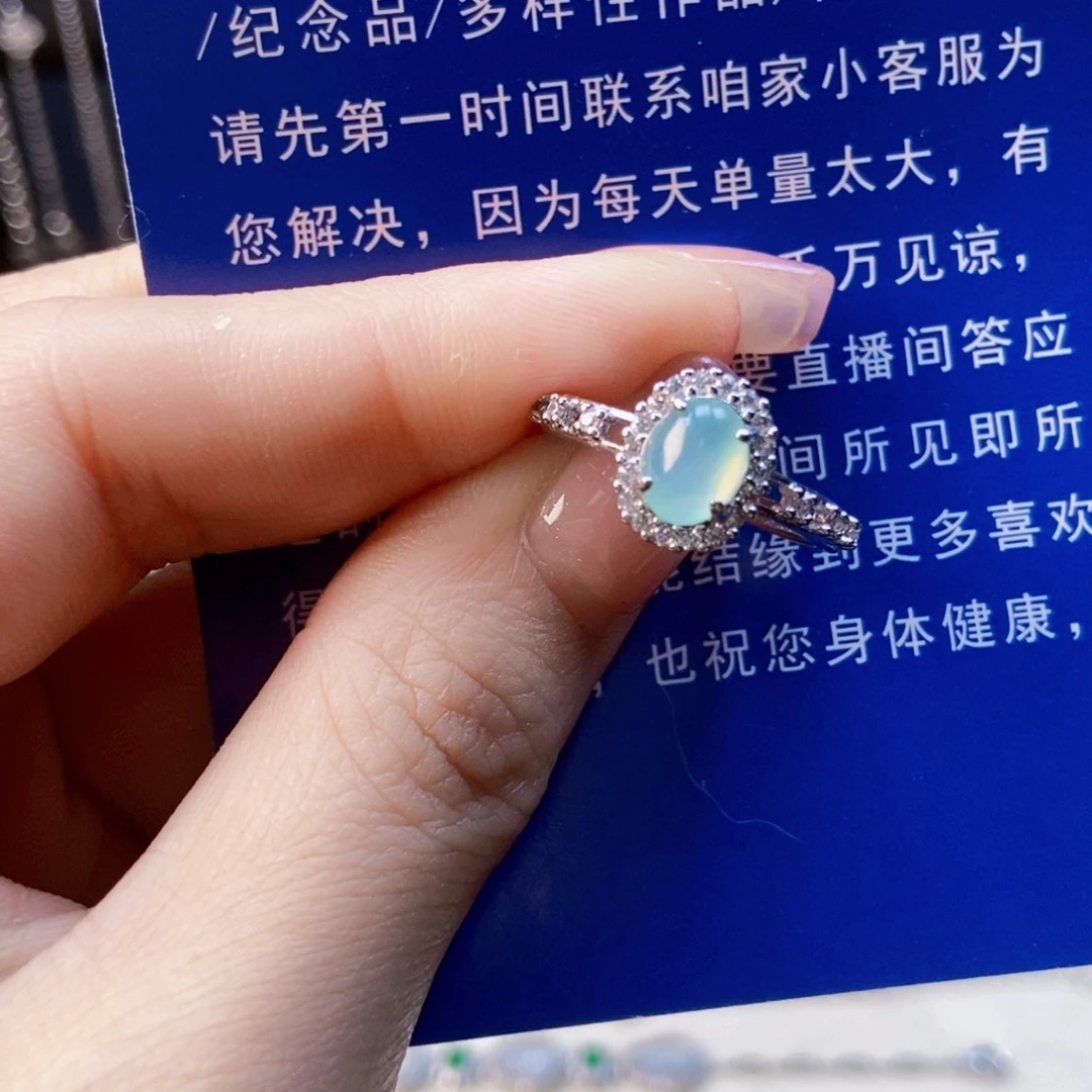 黑***黑翡翠银S925镶嵌戒指蛋面