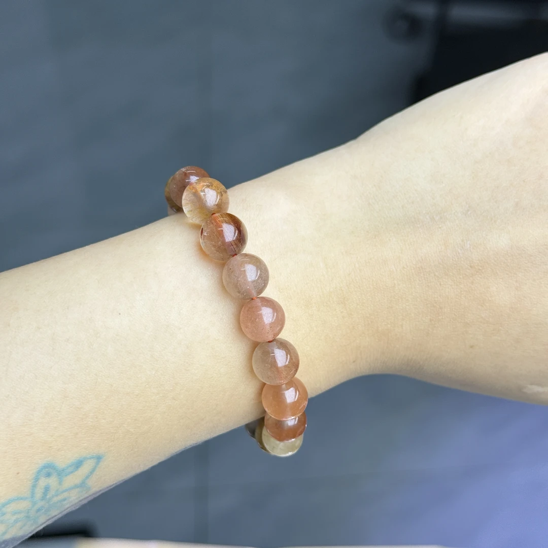 天然水晶彩兔毛手串素圈