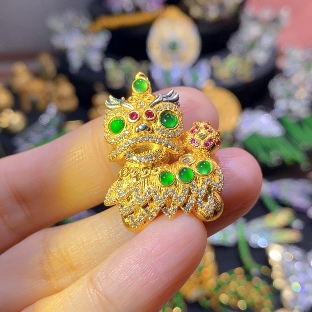 吊坠(不含链)银S925镶嵌翡翠