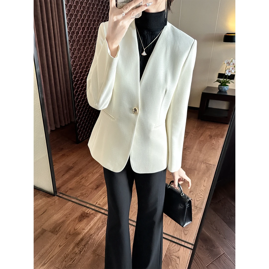 YOU SEE/柚见 好舒服的衣品！肌理质感 高级感一粒扣无领西装外套