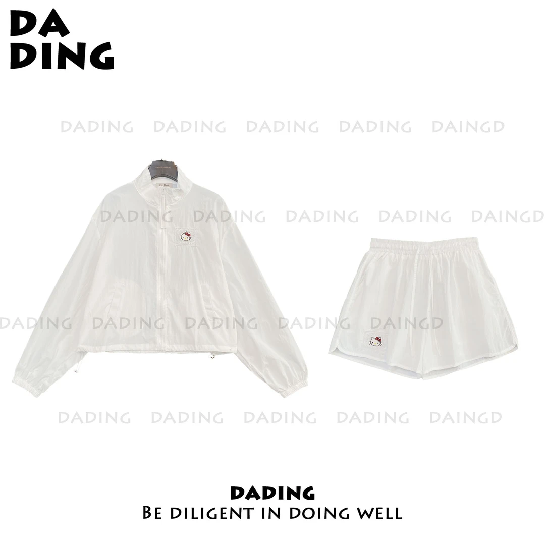 DADING  2025夏季新款刺绣防晒外套+短裤套装井851252A