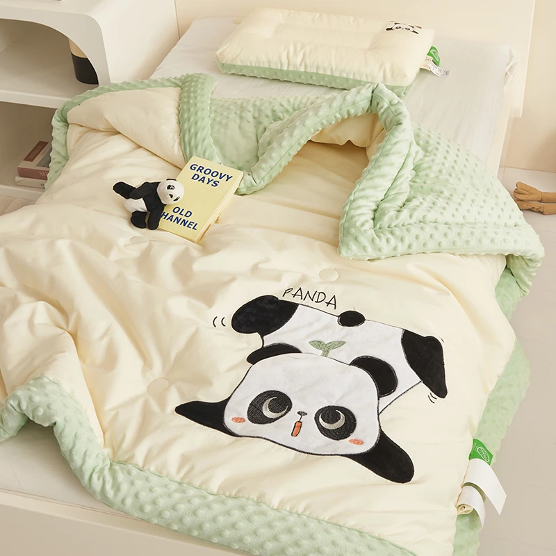 新生儿加厚豆豆被宝宝被子纯棉秋冬幼儿园秋冬被豆豆毯可机洗