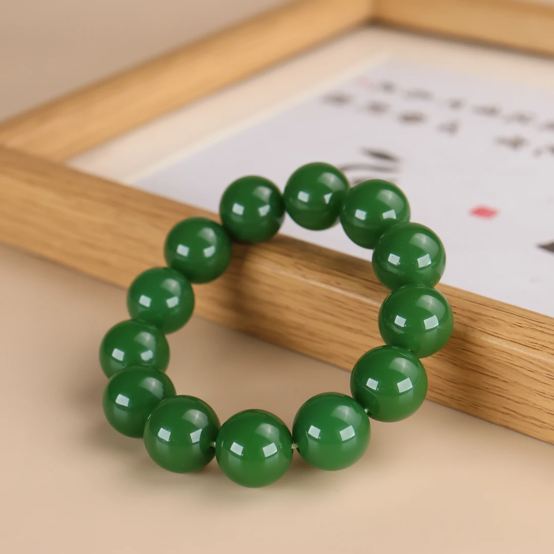 菠菜绿单12mm圈手串搭百