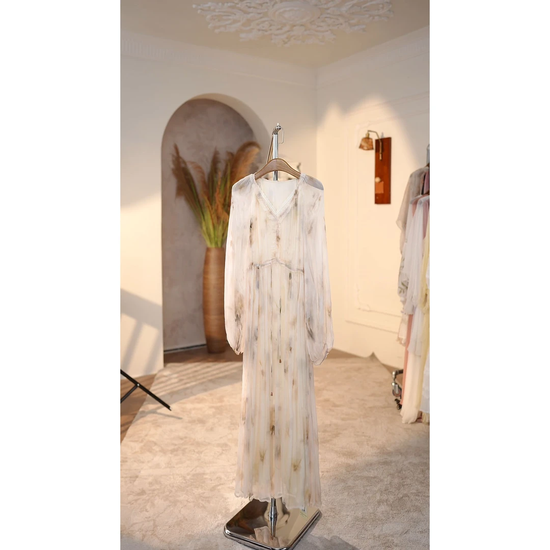 【2024-文文】重磅100桑蚕丝连衣裙Y24C9135-5