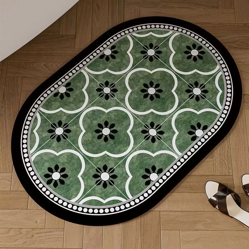 复古蓝色摩洛哥风硅藻泥底垫家用浴室卫生间大门口吸水垫地毯地垫