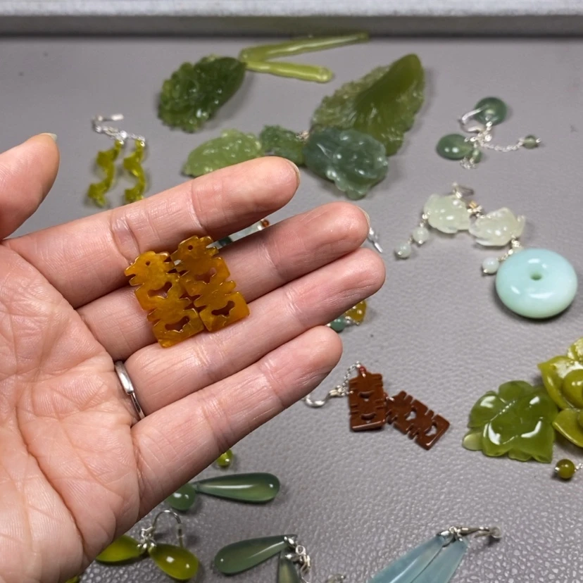 【闪购商品】未镶嵌蛇纹石玉挂件耳饰耳环项链