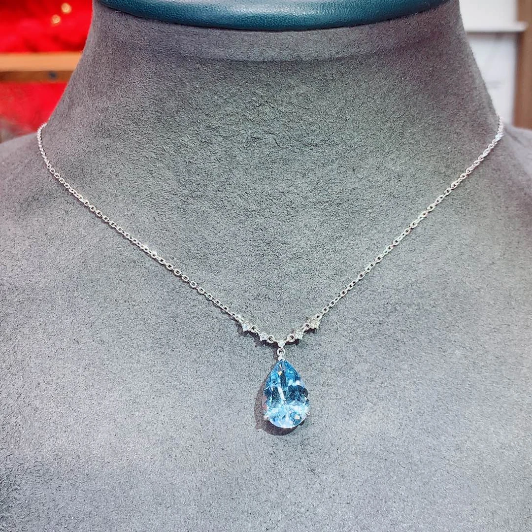 项链海蓝宝石18K金镶嵌3.01ct/七天无理由