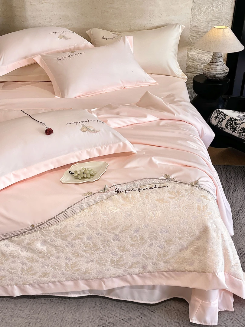 【三总】高端顺滑凉感夏被四件套-似梦/粉色