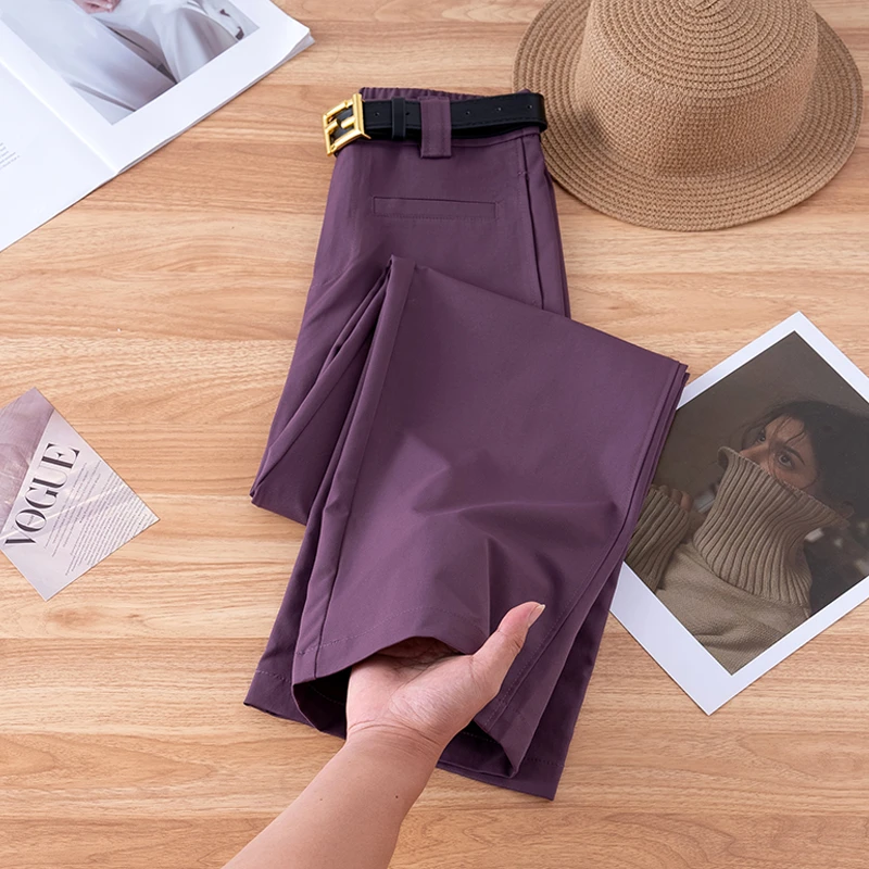 拉夏贝尔窄版阔腿裤女夏季新款2025年休闲显瘦今年流行爆款直筒裤