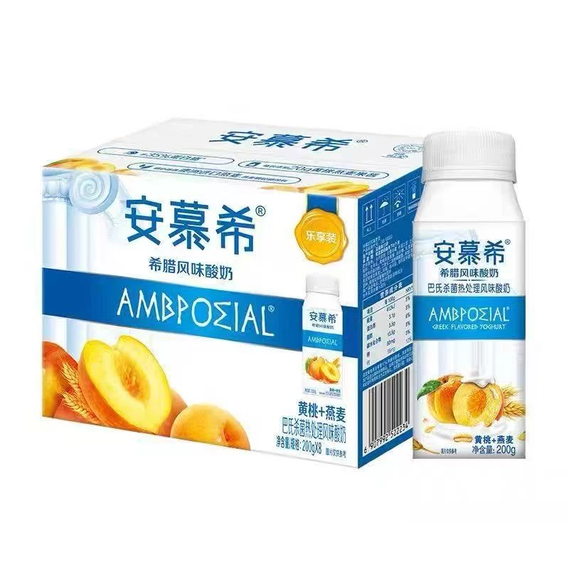 伊利安慕希利乐冠黄桃燕麦酸奶200g*8常温营养早餐水果整箱牛奶