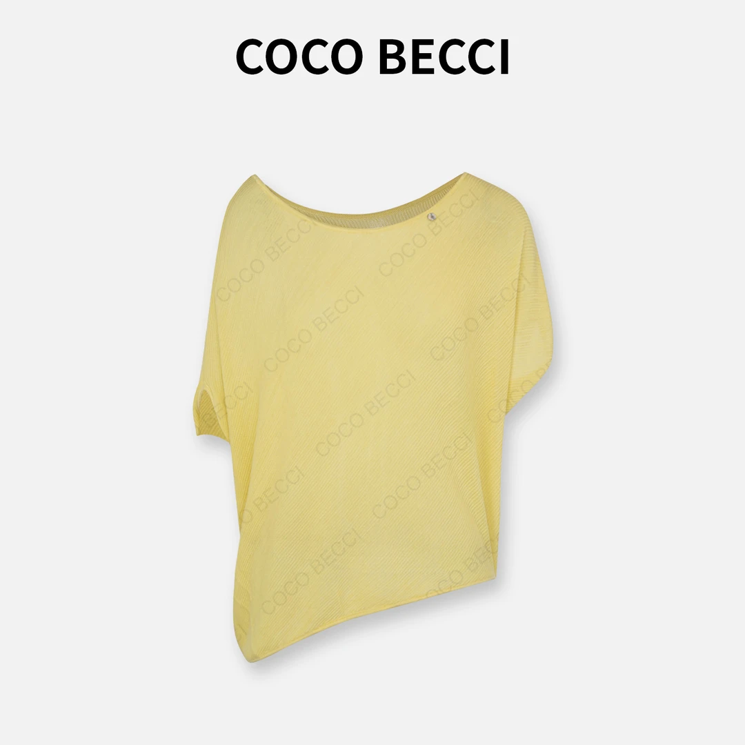 COCO BECCI【不规则斜肩罩衫】桑蚕丝莱赛尔混纺显瘦T恤CFHHB332065