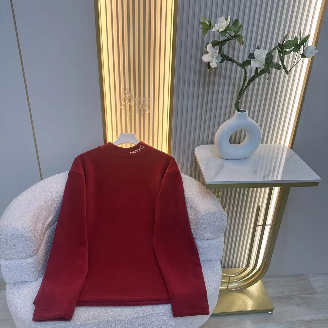 歌如虹品牌  双面奥粒绒长袖套头打底外穿圆领卫衣HAPPY（565）