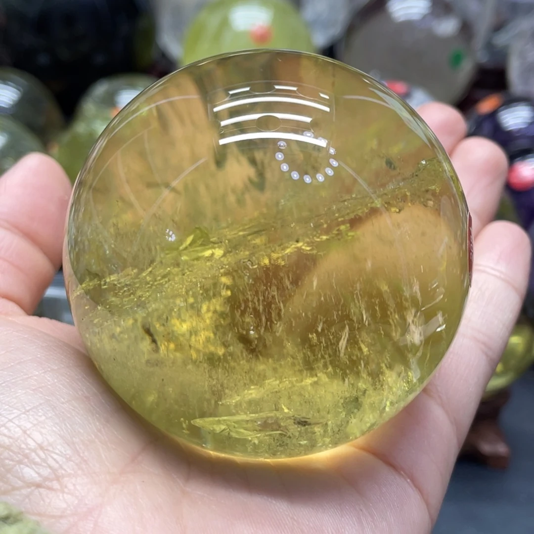 未镶嵌珠宝半成品水晶S****?MM黄水晶球C2084