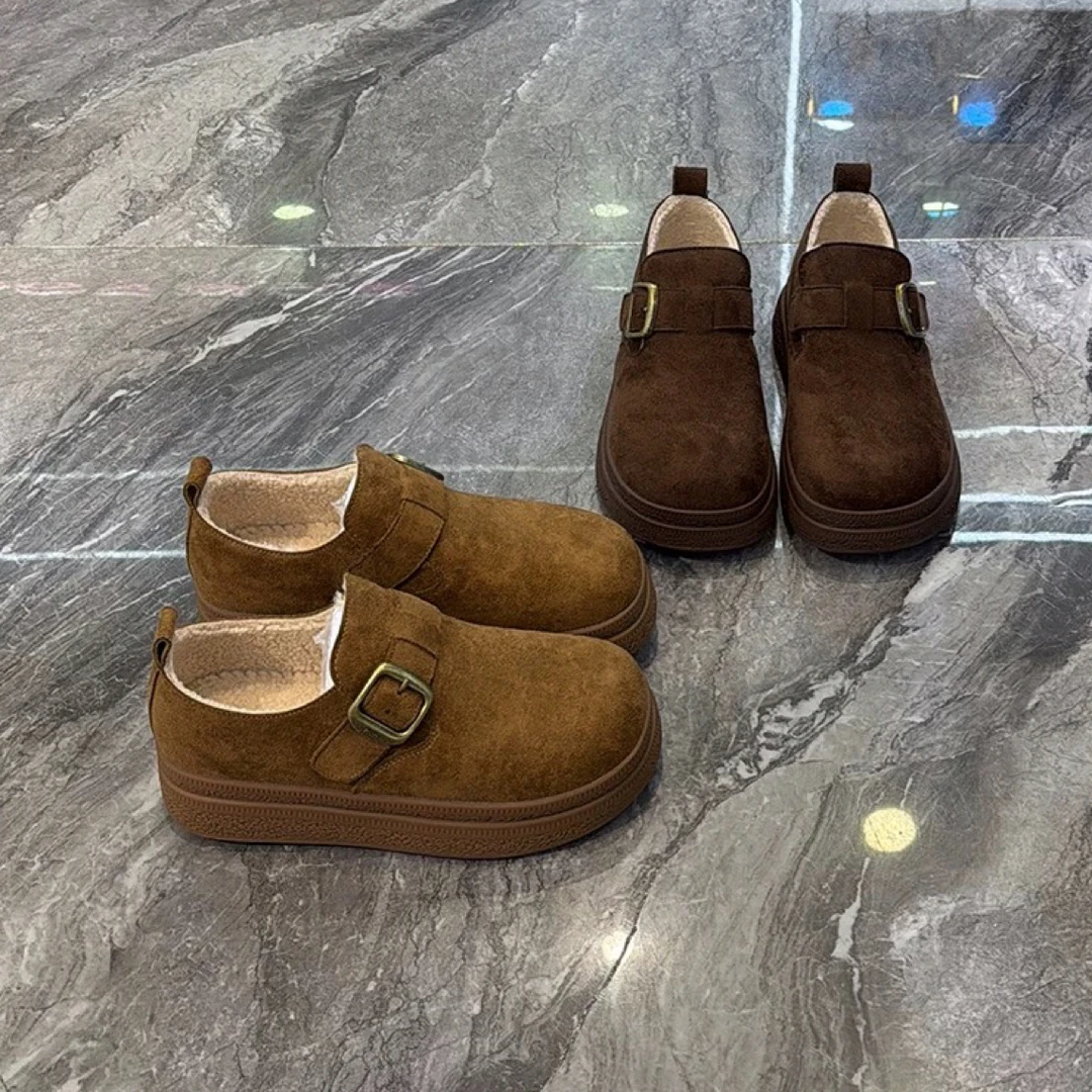 3.5厘米新款加绒厚底百搭防滑舒适懒人一脚蹬女款勃肯鞋