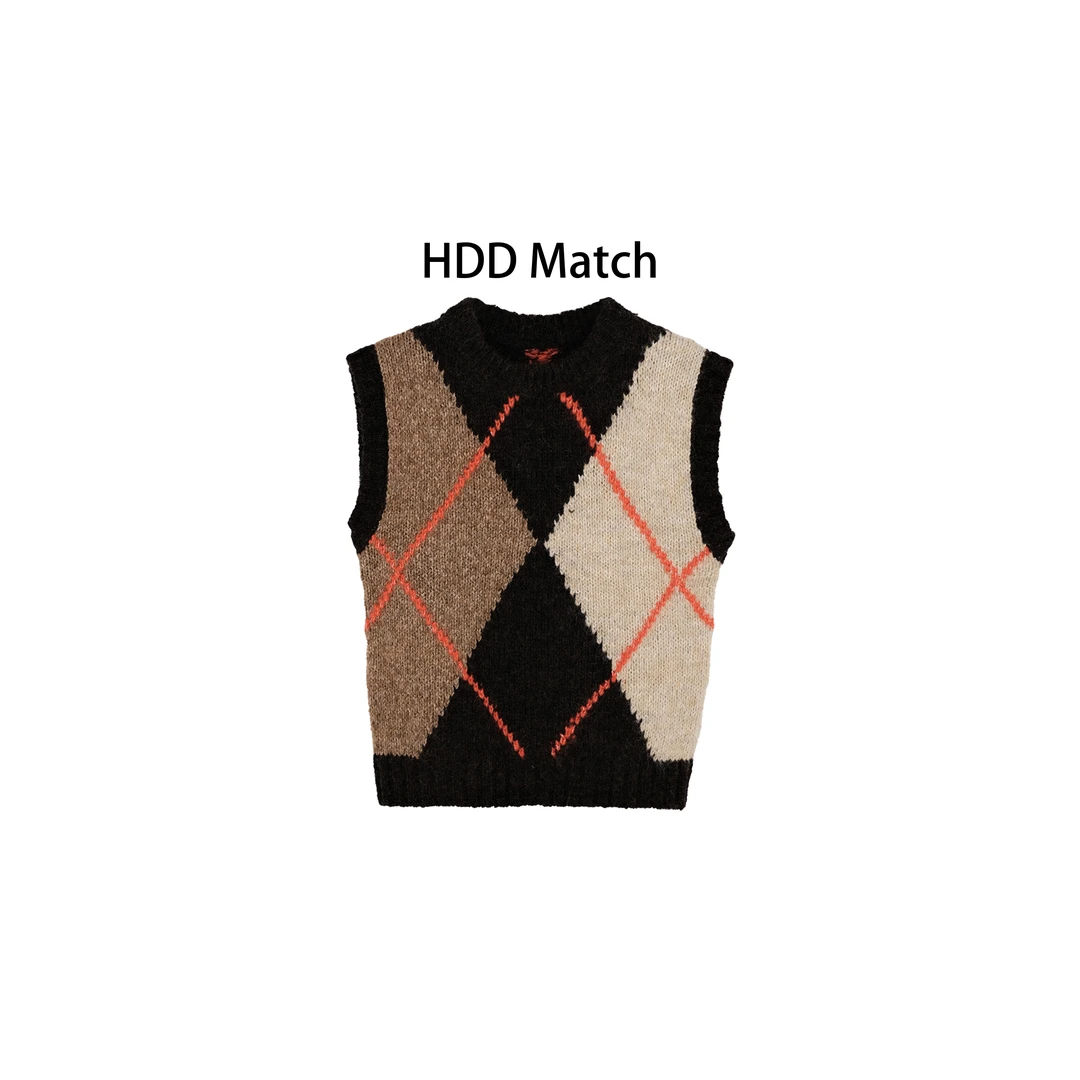 HDD- "错 落" 羊毛 秋冬女款韩版菱形格小众凯袖毛衣上衣 Y9742