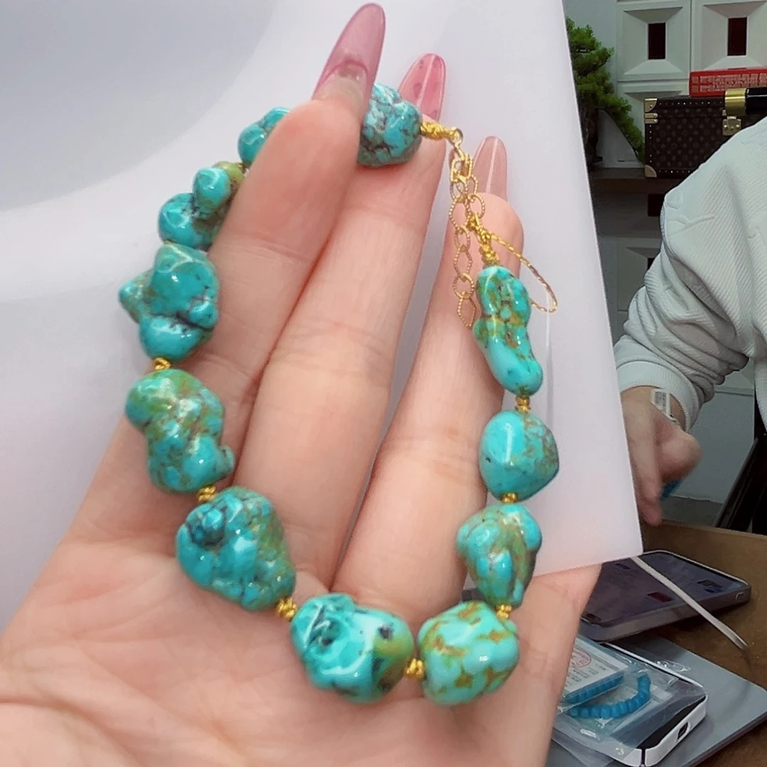 绿松石珠宝奇石18K金镶嵌