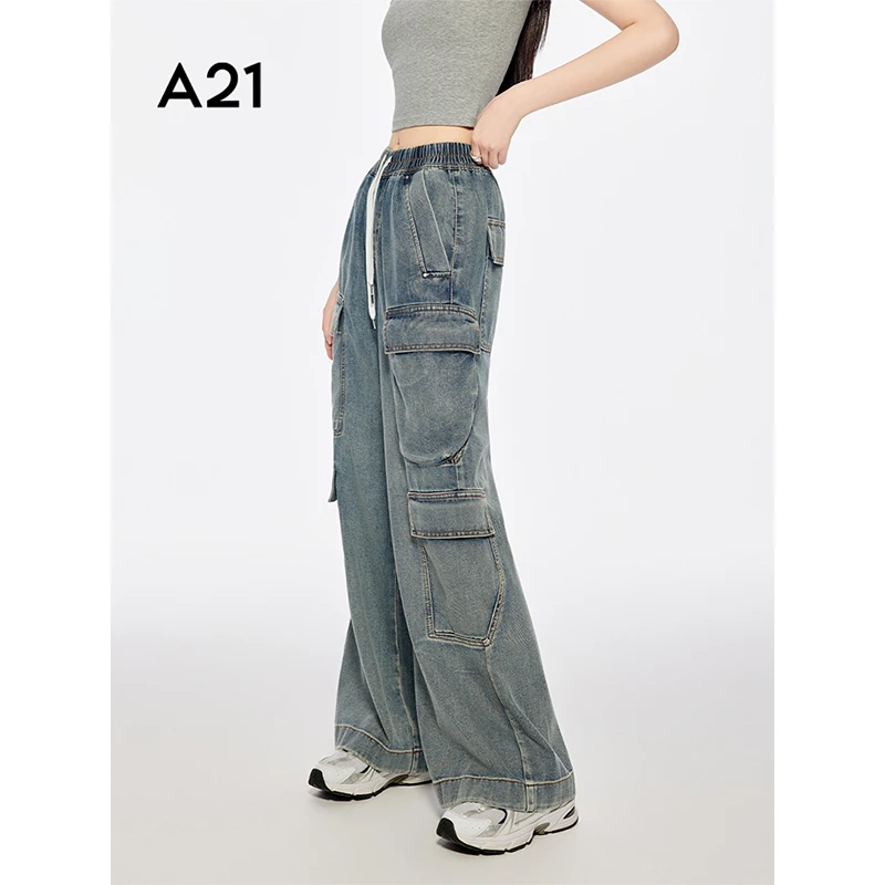 A21女装工装宽松休闲牛仔裤长裤F452226008