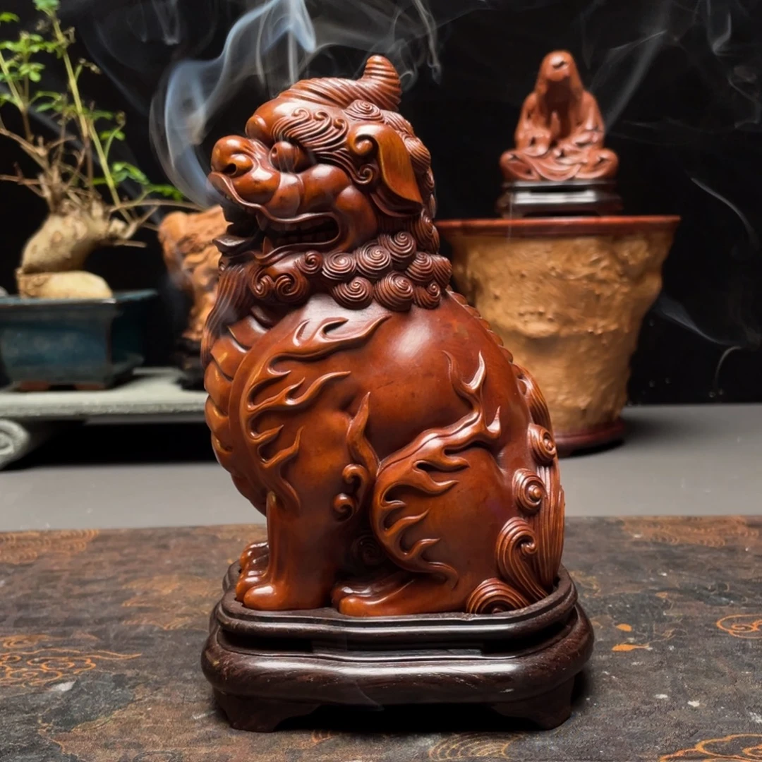 淡***墨香榧木狻猊小叶黄杨木香炉