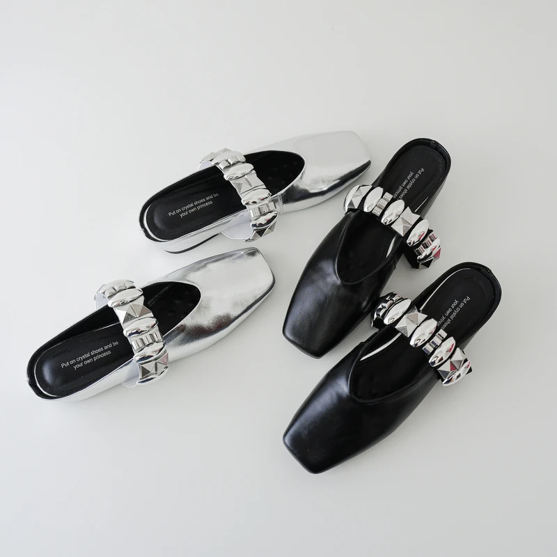 跟高5cm/34-39/高跟水钻日常包头拖半拖春季复古气质单鞋