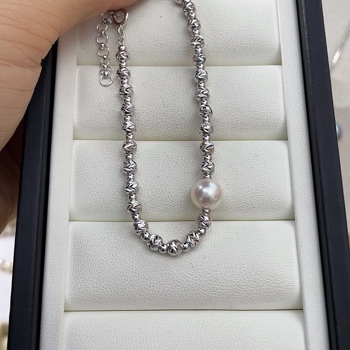 银S925镶嵌海水珍珠手绳