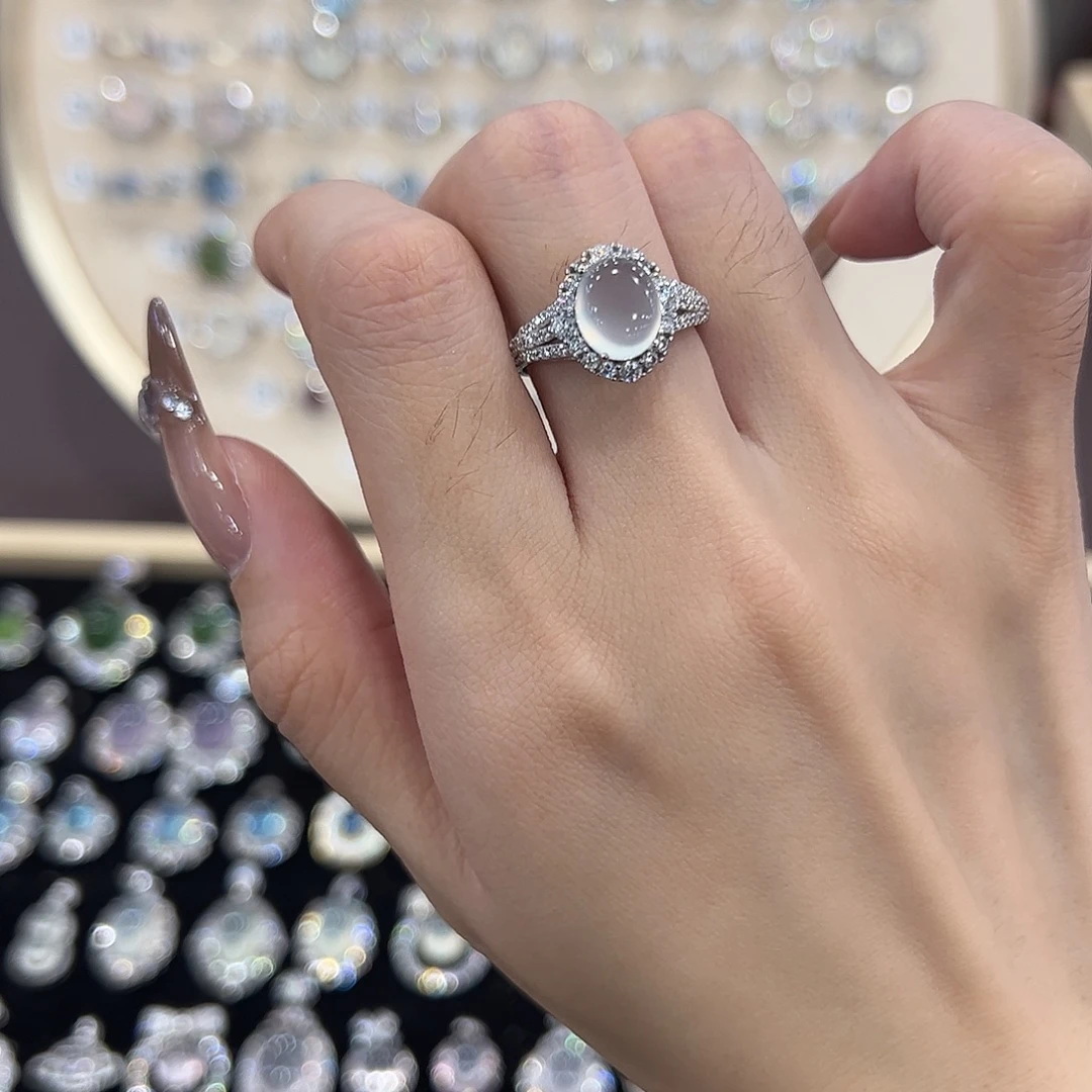 蛇纹石玉银S925镶嵌戒指