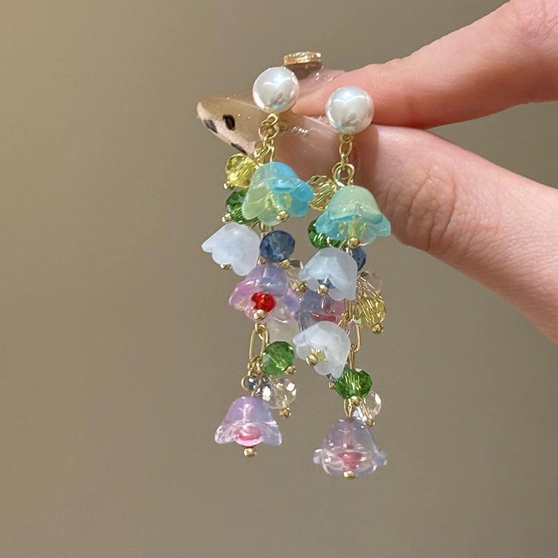 铜合金锆石耳饰 铃兰呓语~仙气质春夏多巴胺铃兰花耳环耳饰女海边