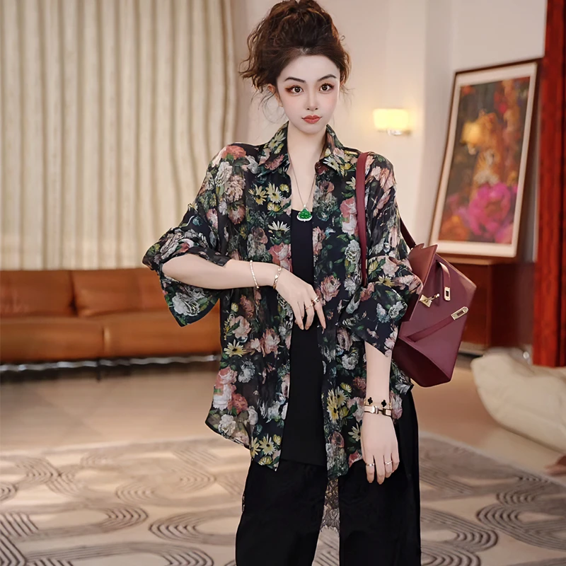 【Linda姐高端线】新款时尚复古气质印花衬衣女士衬衫AS5SCS0488