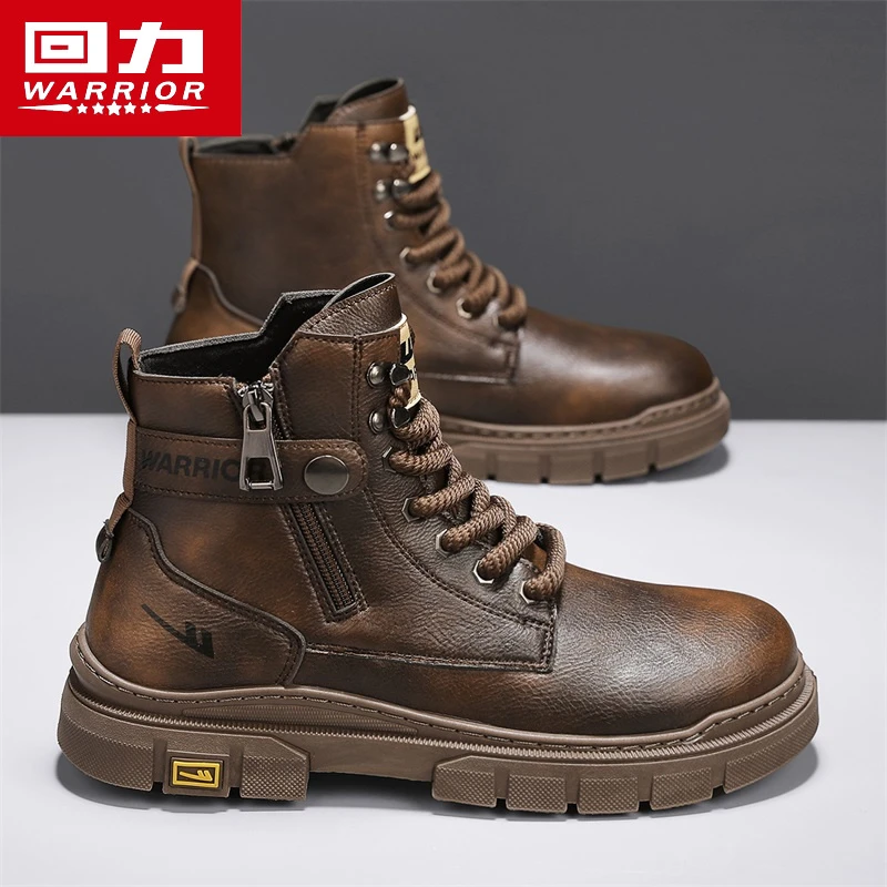 回力马丁靴增高鞋子男款爆款2025新款厚底时尚百搭英伦复古工装靴