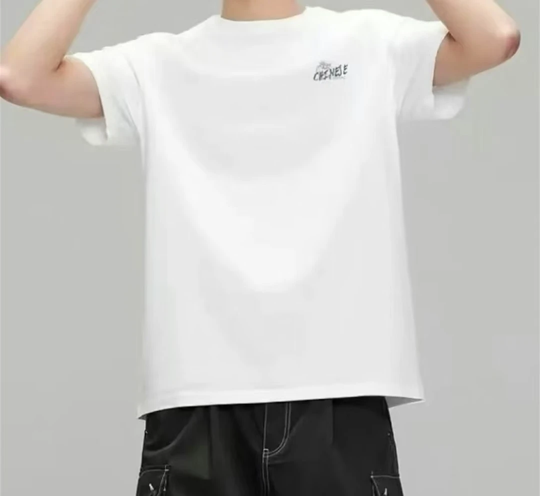 H撤柜白男士短袖T恤休闲夏季