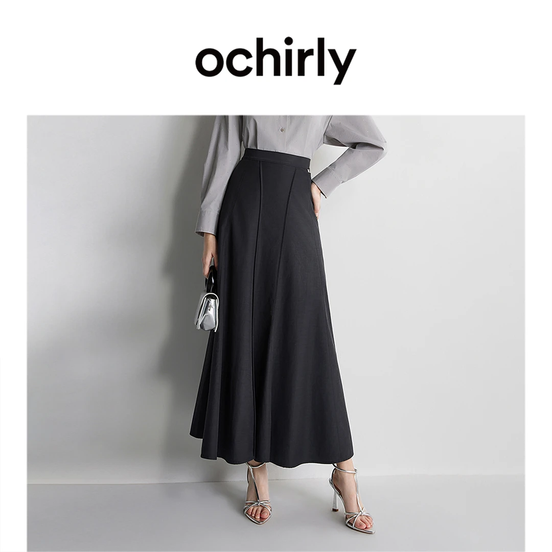 透气静奢a字裙 ochirly欧时力高腰半身裙百搭中长款