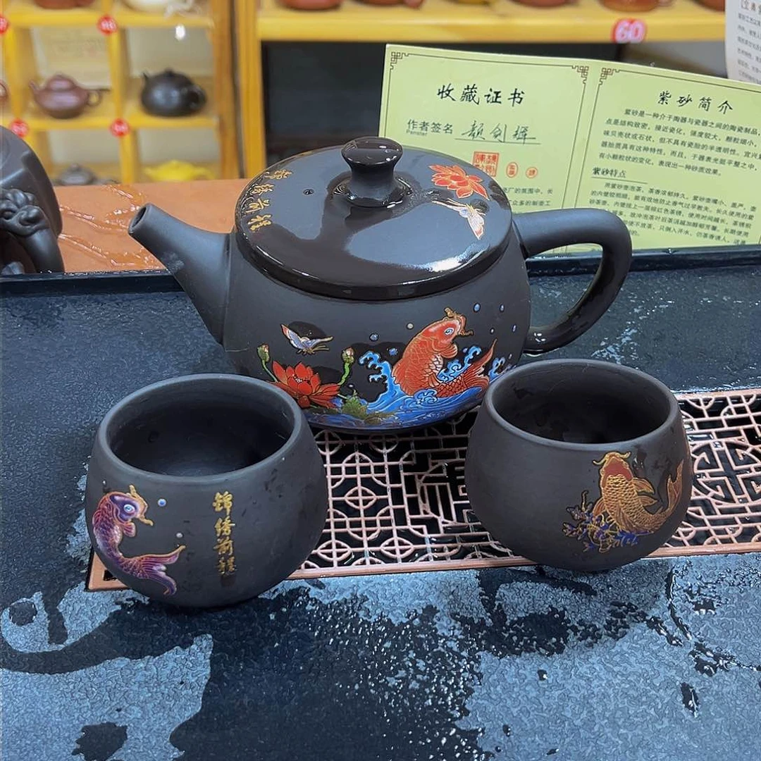 茶壶紫砂紫砂壶500cc4杯