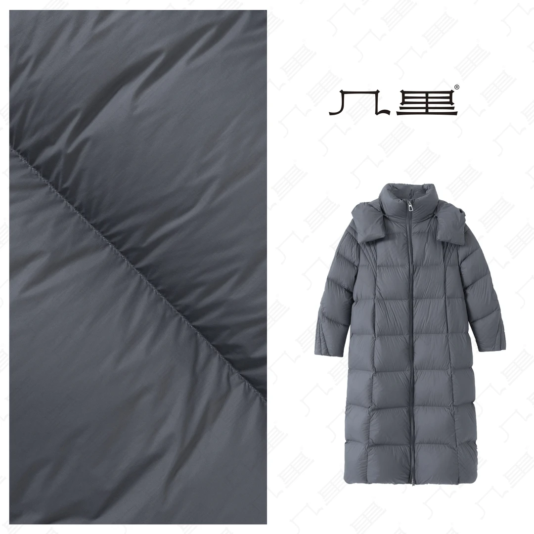 几里与麻休闲【蓬松软糯】百搭长款鹅绒连帽羽绒服 胸围132 1111061