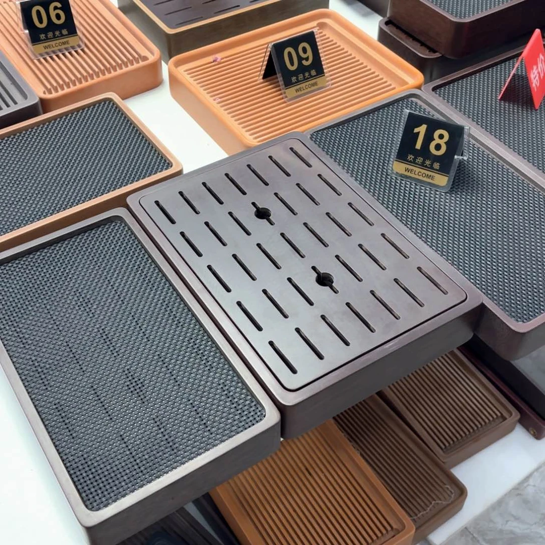 M*生特价35.25.5紫檀色横纹储水盘，送茶席1个