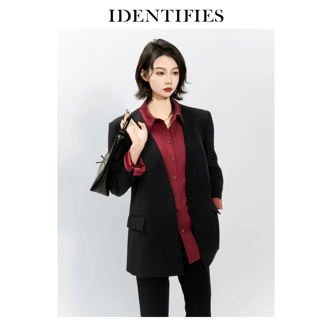 IDENTIFIES/易缔媤西装气质时尚西服套装中长款修身秋冬D43526