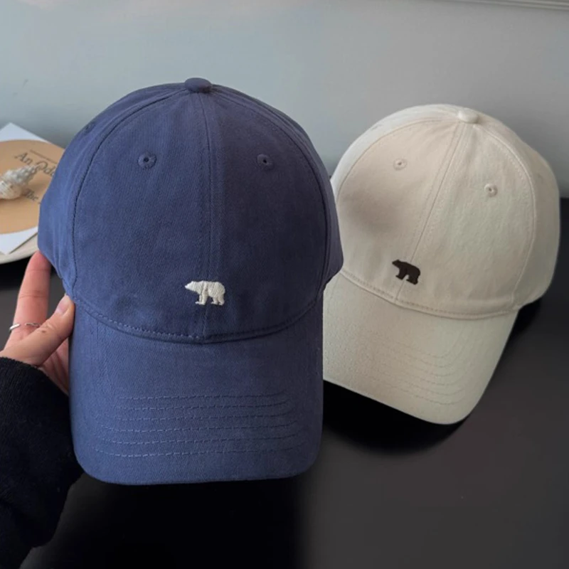 北极熊刺绣棒球帽子女春夏季简约遮阳防晒宽檐显脸小百搭时尚帽子