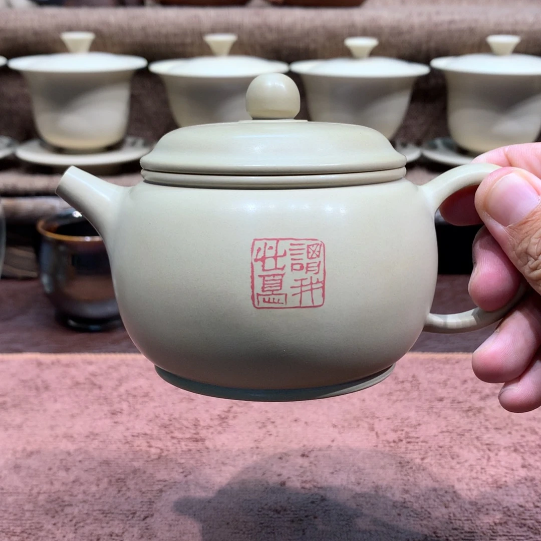 6****泥塑放漏白泥刻填汉瓦壶微瑕