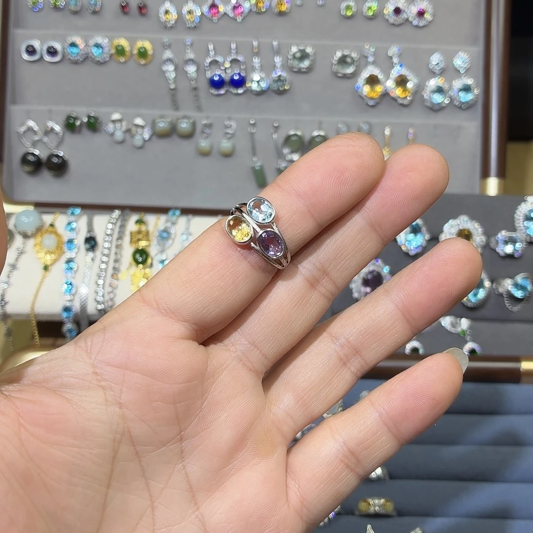 戒指水晶银S925镶嵌