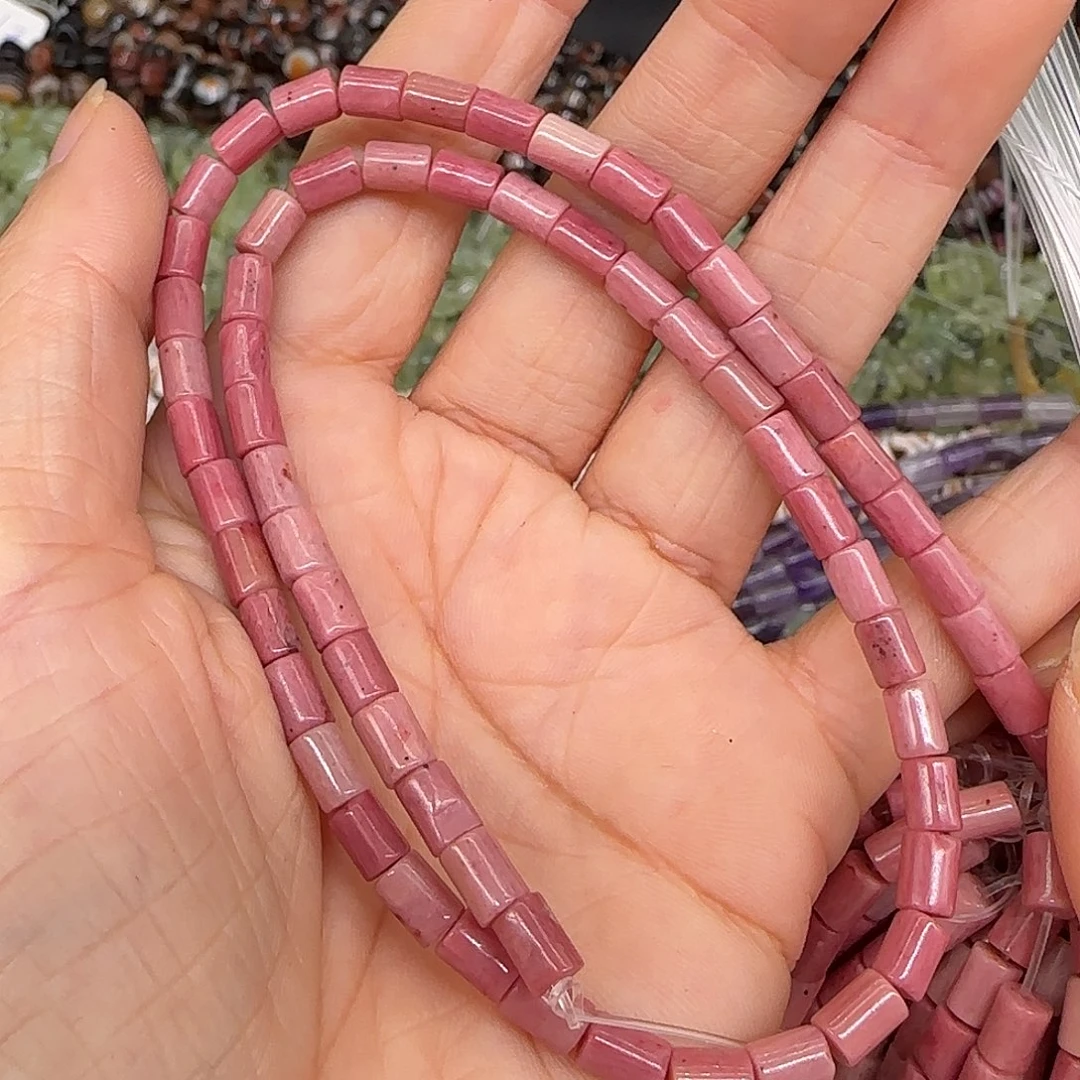玛瑙/玉髓合金珠宝半成品红木纹4mm桶珠一条
