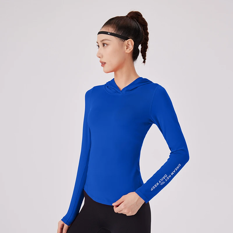 连帽速干运动长袖透气上衣健身服瑜伽外套6017