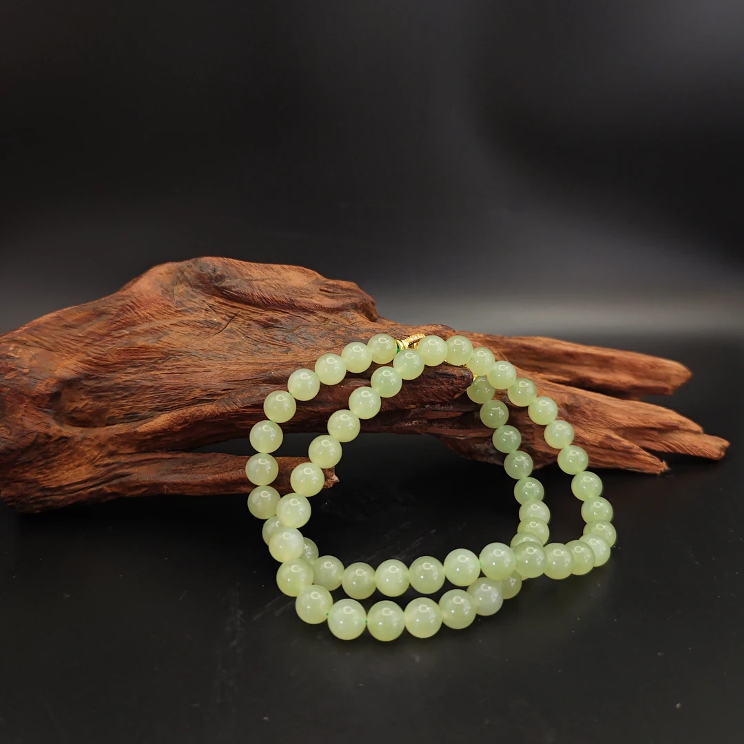 Z和田玉晴水圆珠项链0279