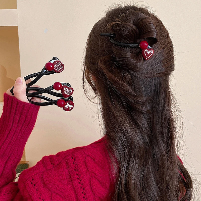 屿她发量～ins小众精致扭扭夹子侧边盘发抓夹新款气质一字夹简约