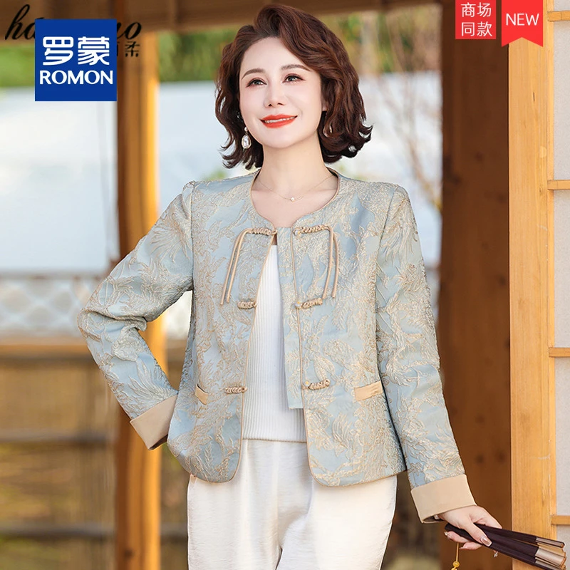 小个子妈妈春装外套2025新款洋气大码中老年女春秋新中式国风上衣