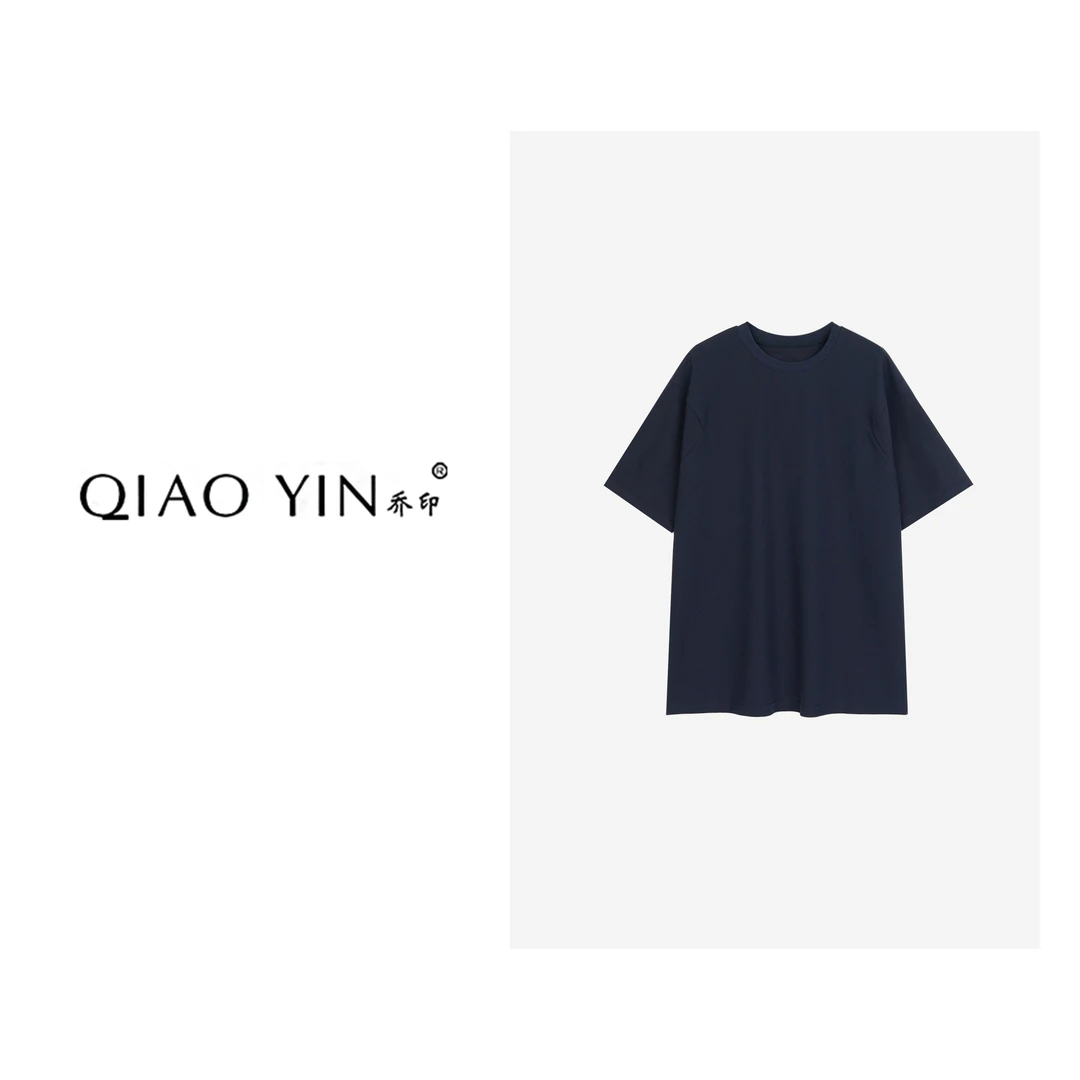 QIAO YIN"T恤“休闲春夏简约宽松纯色设计师圆领QY27442