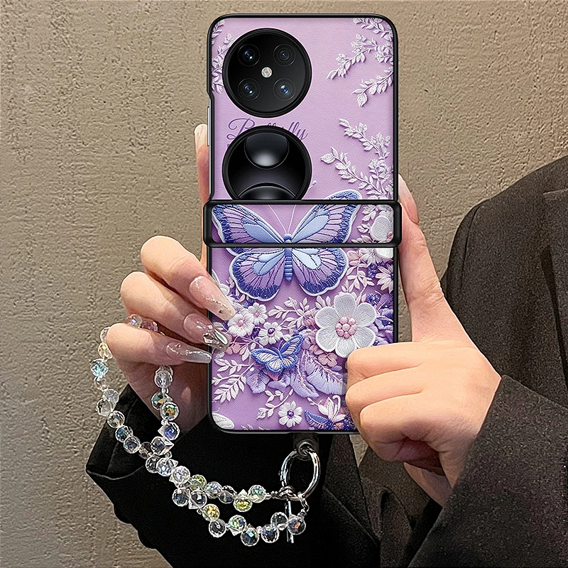 适用于华为p50pocket手机壳皮纹华为Pocket2保护套个性创意pocket