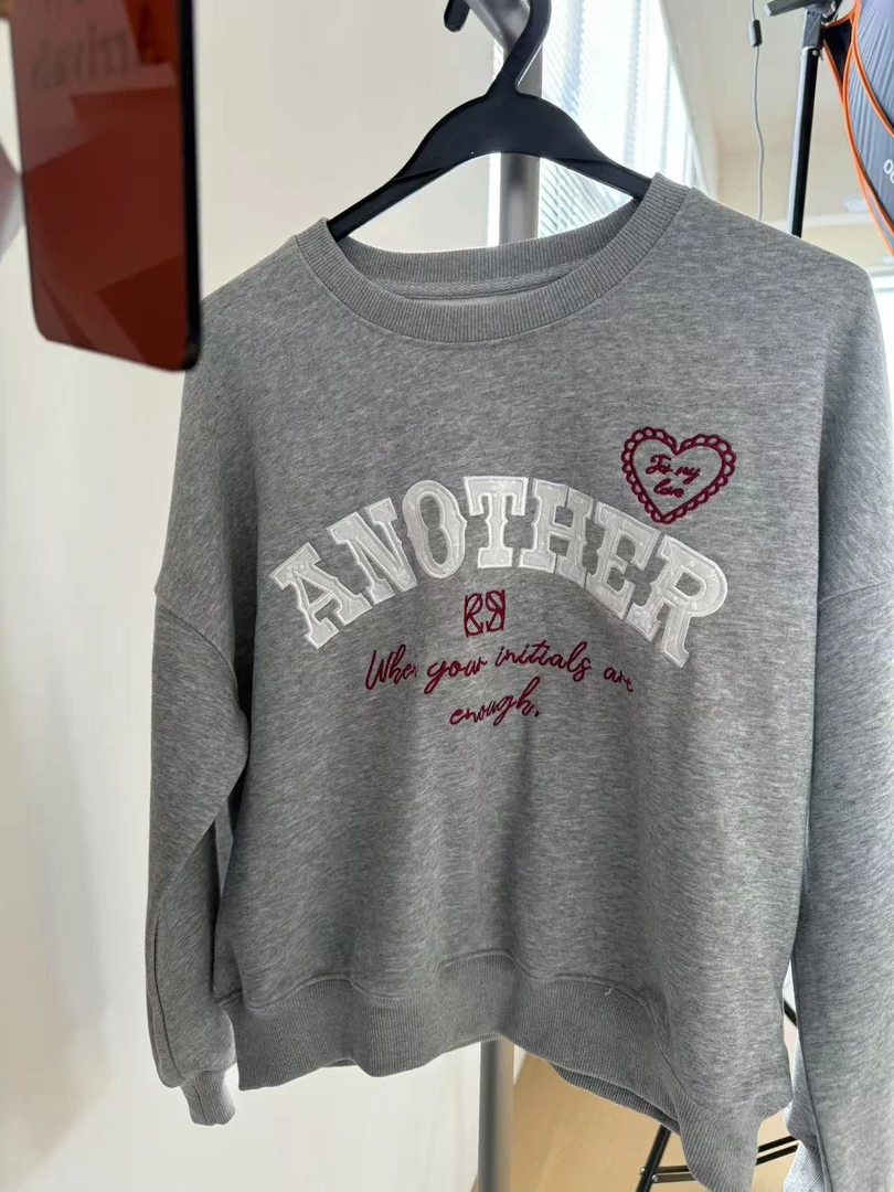 【字母卫衣】长袖纯棉套头圆领卫衣针织衫秋冬款刺绣上衣ZYT67061