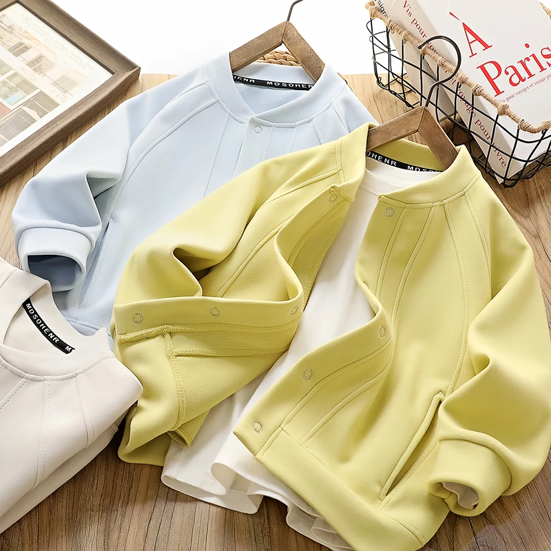 2025春款儿童棒球服男童女童拼接中大童韩版休闲简约时尚百搭外套