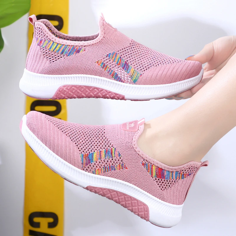 【专柜正品】新款夏季透气网面一脚蹬舒适百搭老年软面妈妈鞋大网眼