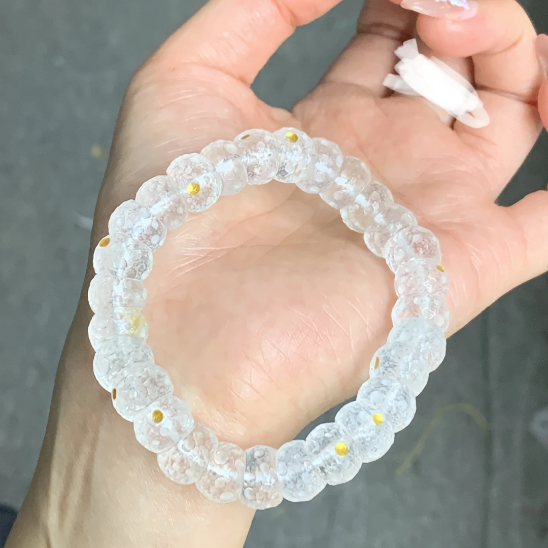 •天然白水晶扭扭大肠锤纹星球设计手链（默认有水晶棉絮介意者勿拍