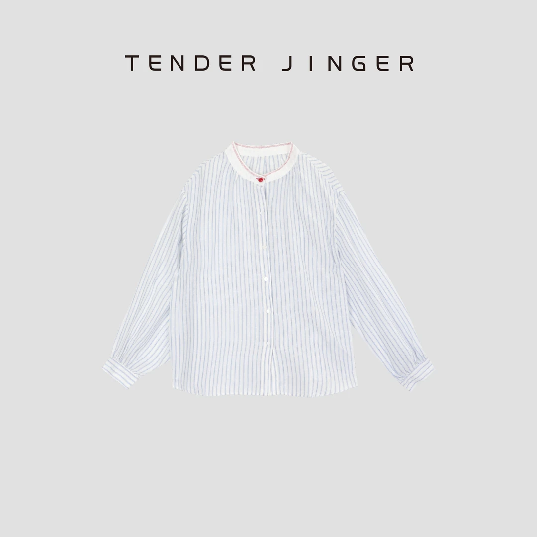 Tender Jinger慵懒感蓝白条衬衣T52YGG30351